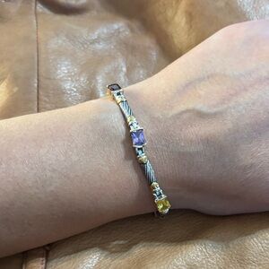 Vintage Tennis Bracelet Multicolor Cubic Zirconia 7”